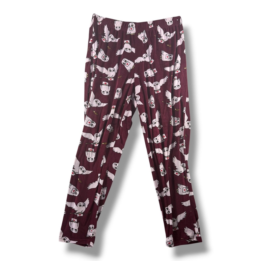 Harry Potter Hedwig Owl Pajama Pants Burgundy Brick Large 12-14 LZ41920SD